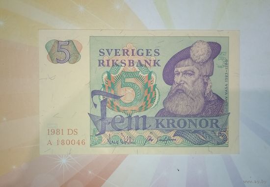 Швеция 5 крон 1981г идеальное состояние
