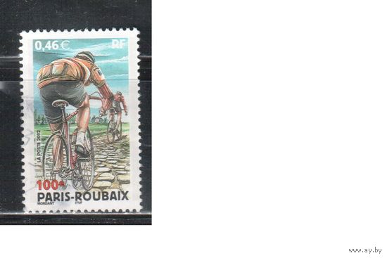 Франция-2002 (Мих.3618) , гаш. , Спорт, Велоспорт ,Велосипеды, (одиночка)