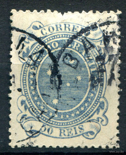 Бразилия - 1890/94г. - южный крест, 50 R - 1 марка - гашёная, есть маленький разрыв сверху [Mi 86 b]. #4-W1-131-A-2