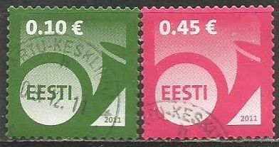 Эстония. Символика почты. Рожок. 2011г. Mi#710-11. Серия.