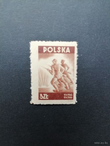 Польша 1946 Марка "Первая годовщина завершения Второй мировой войны" (чистая*, есть наклейка) Mi.438 каталог 0.70 евро