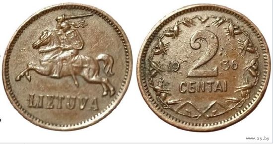 ЛИТОВСКАЯ РЕСПУБЛИКА /ПЕРВАЯ РЕСПУБЛИКА/. 2 ЦЕНТА 1936. ПАГОНЯ. НЕЧАСТАЯ