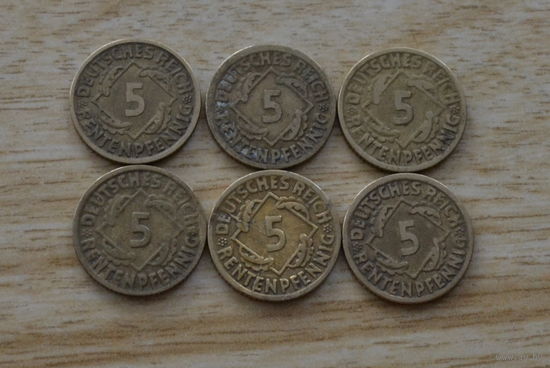 Германия 5 пфеннигов 1924 D- Мюнхен