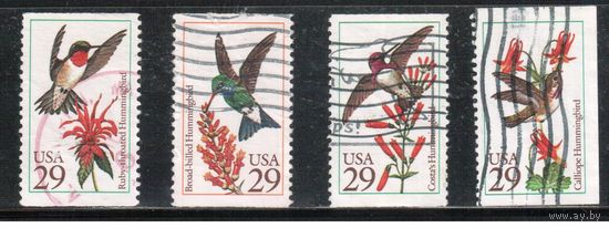 США-1992, (Мих.2246-2250), гаш. , Фауна, Птицы, 4 марки
