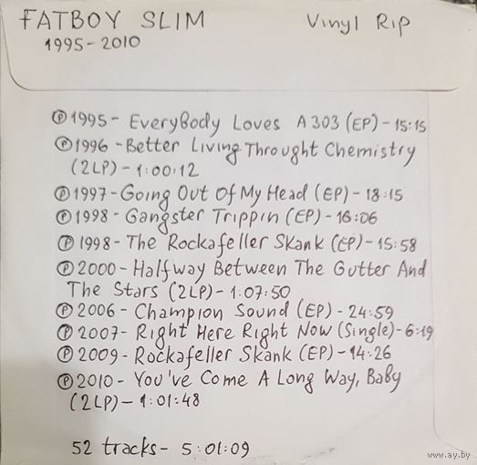 CD MP3 FATBOY SLIM - 1 CD - Vinyl Rip (оцифровки с винила)