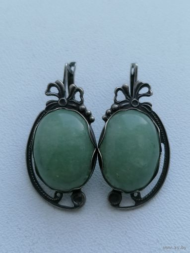 Серьги мельхиор, натуральный камень, торги