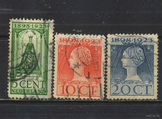 Нидерланды 1923 Вильгельмина 25 летие коронации #124С,125D,127C