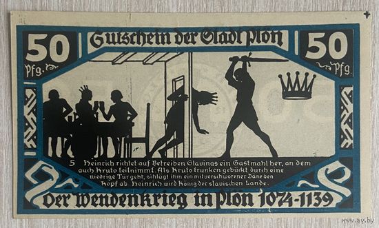 Нотгельд 50 пфеннигов 1921 год. Плён. Веймарская республика