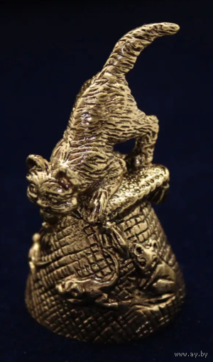 Колокольчик Кот с мышами Латунь