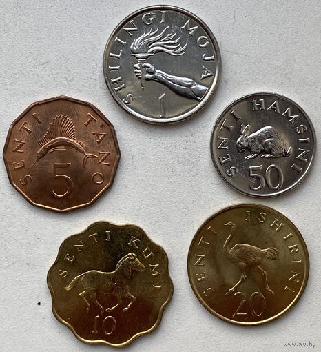 Танзания 5, 10, 20, 50 сенти, 1 шиллинг 1975 - 1992 гг. Набор