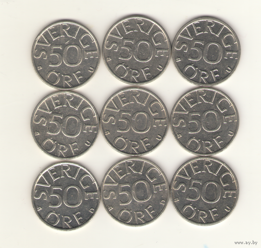 50 эре 1978 (U), 1979 (U), 1980 (U), 1981 (U), 1982 (U), 1983 (U), 1984 (U) г.
