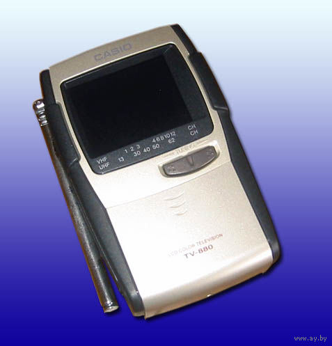 Редкий миниатюрный карманный переносной цветной LСD телевизор CASIO TV - 880, Малайзия, 1990 год.