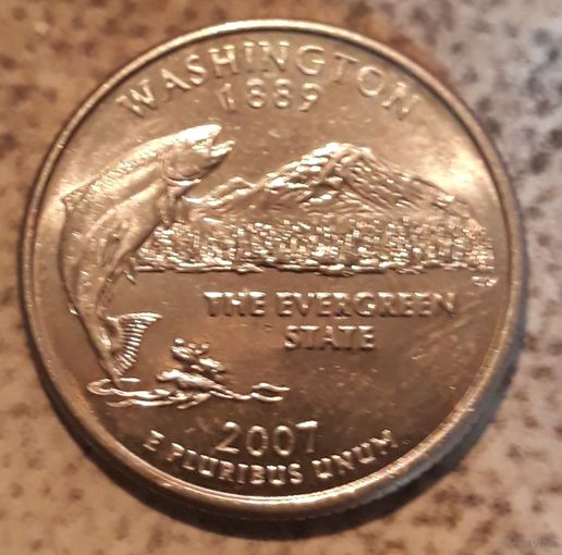 25 центов США 2007 D Вашингтон AU