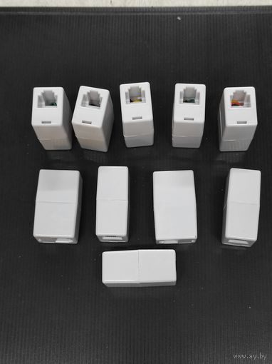 Переходник тлф 6Р4С гнездо-гнездо 10 штук