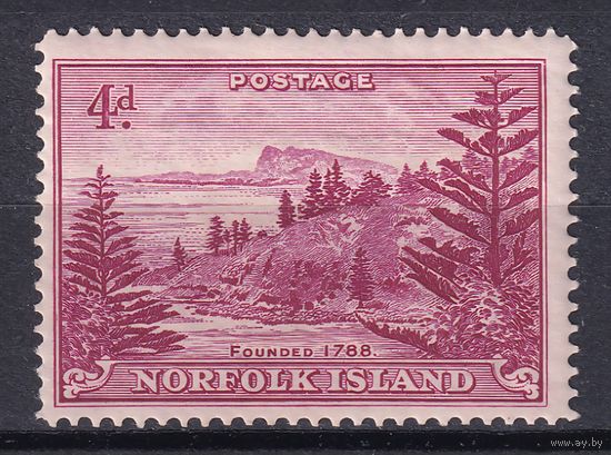 286.BrK. Великобритания. Колонии. Норфолк. Местные мотивы. Залив Болл. 1947 г. 4d. Mi.#8x.