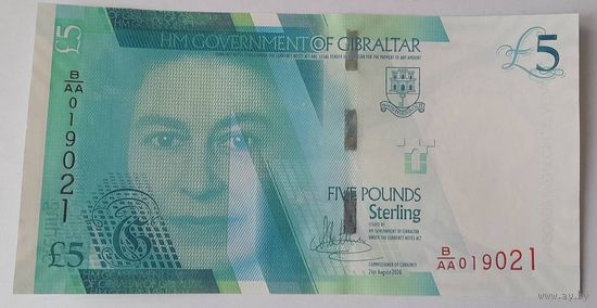 Гибралтар 5 фунтов 2020 года UNC