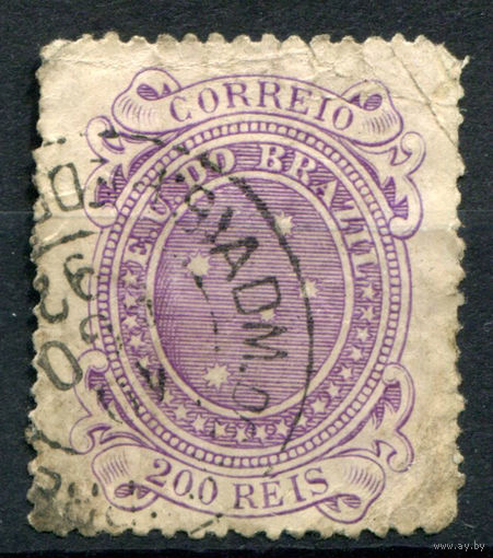Бразилия - 1890/94г. - южный крест, 200 R - 1 марка - гашёная [Mi 89]. #4-W1-131-A-2