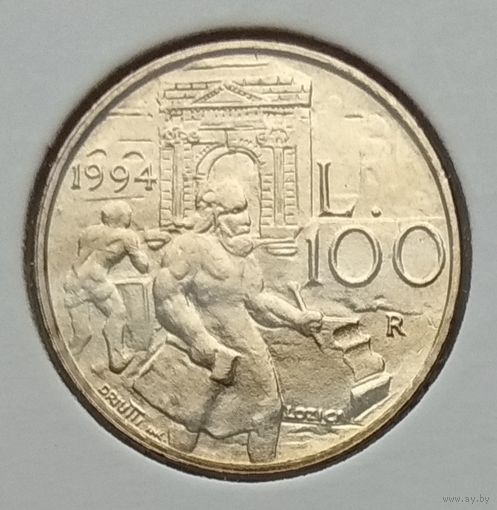 Сан-Марино 100 лир 1994 г. В холдере