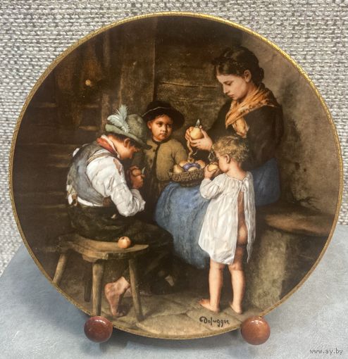 Фарфоровая настенная тарелка Bareuther Германия. Самые красивые семейные портреты Франца фон Дефреггера. О разделении. 20 см. 1990 год.